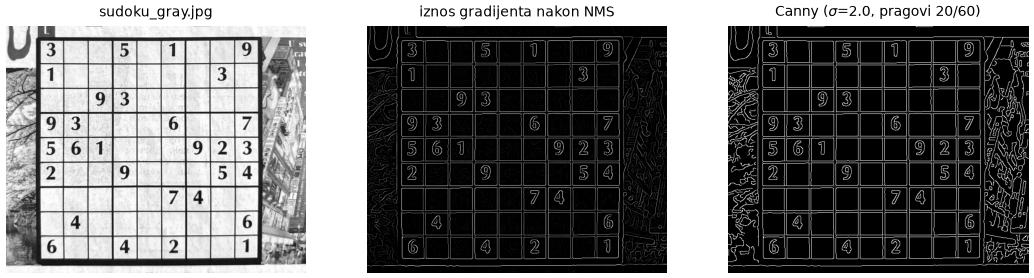 Cannyjev algoritam na slici sudokua.